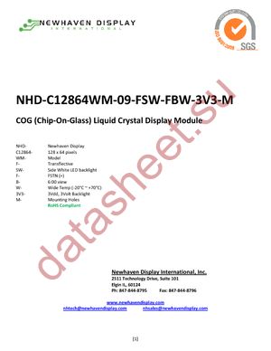 NHD-C12864WM-09-FSW-FBW-3V3-M datasheet  